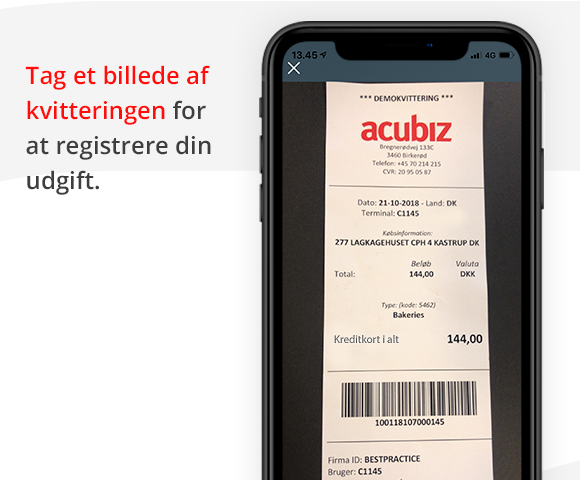 App screenshot: Acubiz Expense Management