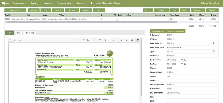App screenshot: Faktura-Boks