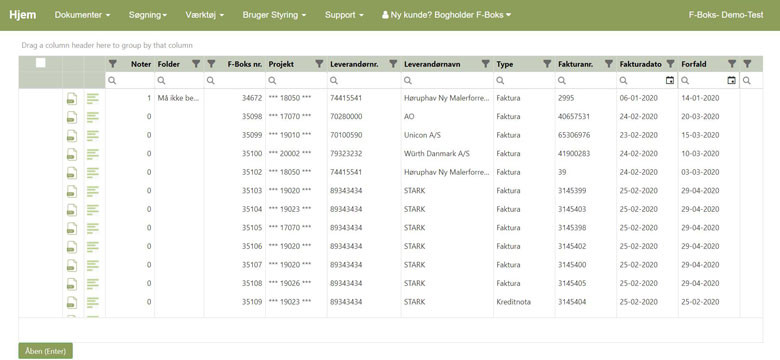 App screenshot: Faktura-Boks