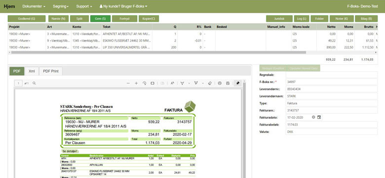 App screenshot: Faktura-Boks