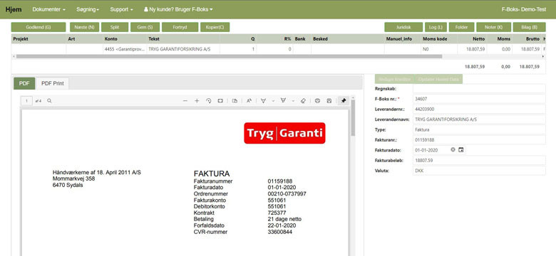 App screenshot: Faktura-Boks