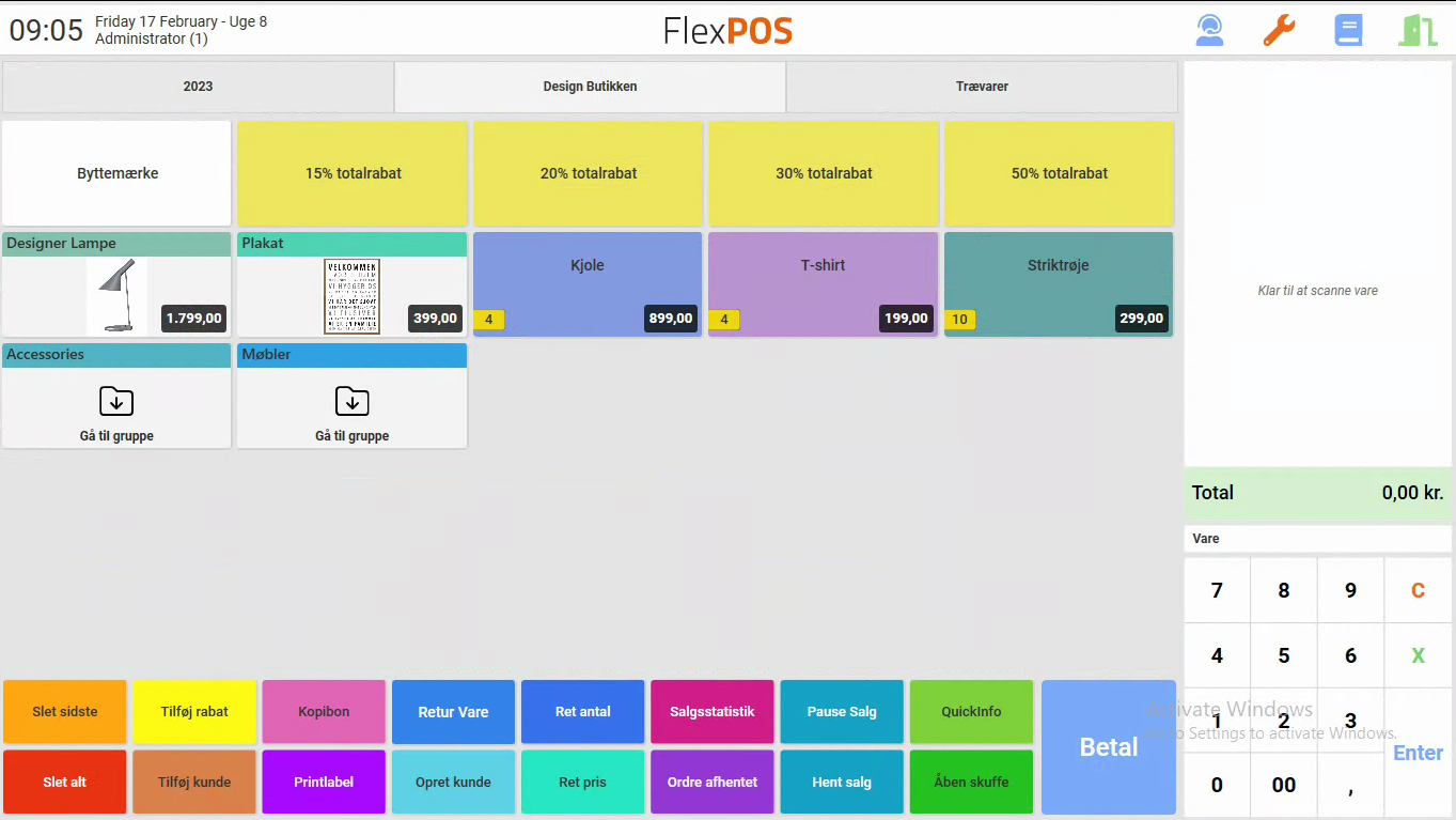 App screenshot: FlexPOS af Amero kassesystemer