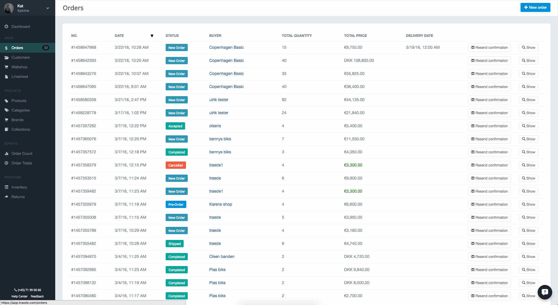 App screenshot: Traede