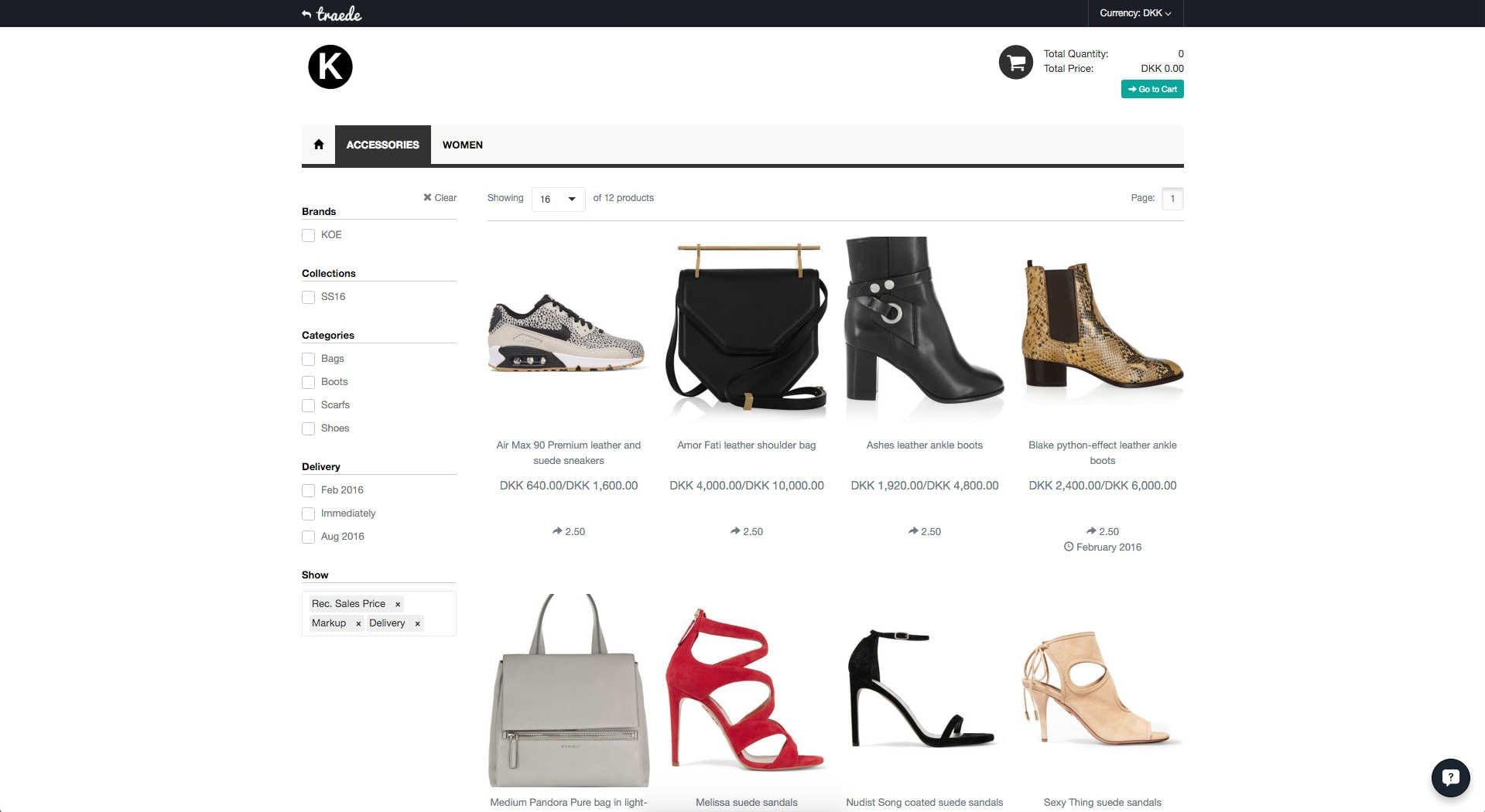 App screenshot: Traede